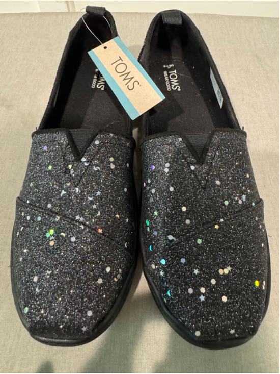 TOMS Other - Girls TOMS Black Cosmic Glitter Alpargata Sneakers Size 6